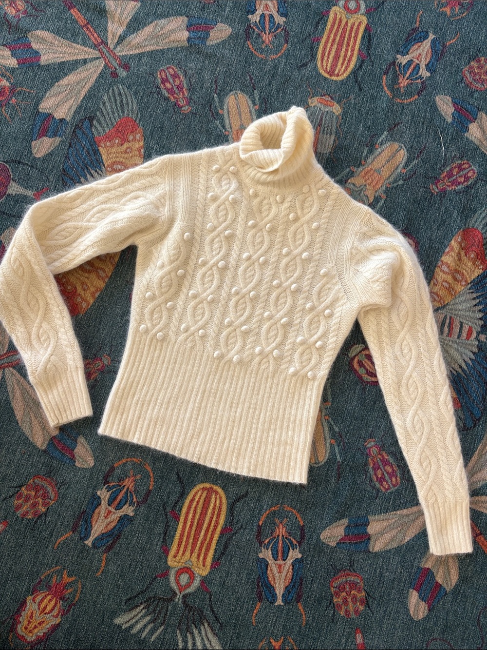 Stunning Vintage Clifford Wills lambswool angora cream turtleneck sweater S
